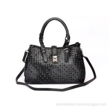 Adjustable Shoulder Two tone Handbags / Woven faux leather